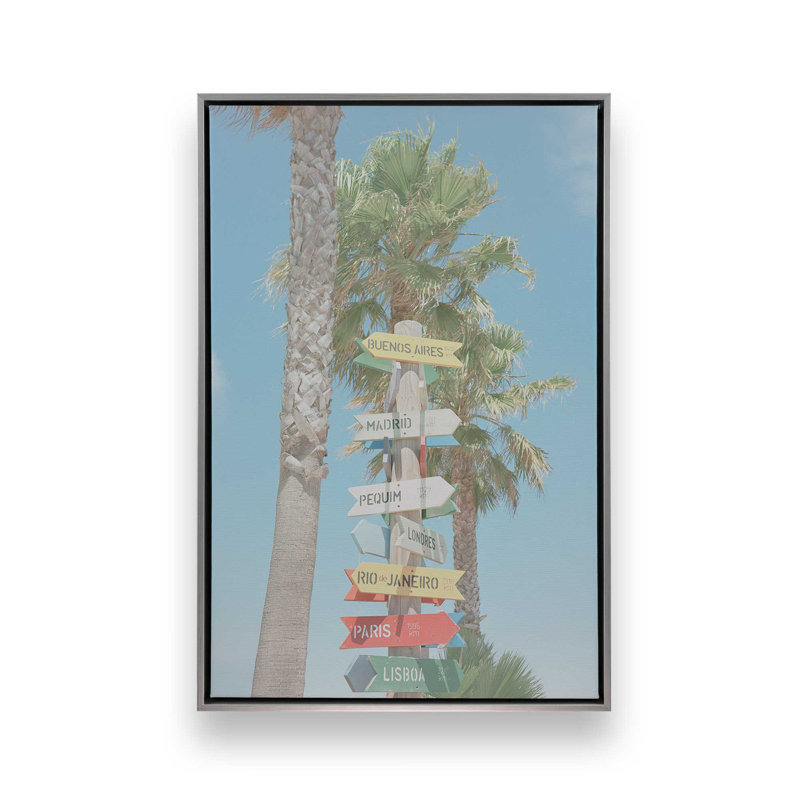 Direction To Daydreams On Canvas, Polished Chrome Floater Framed, 32.75" H x 48.75" W