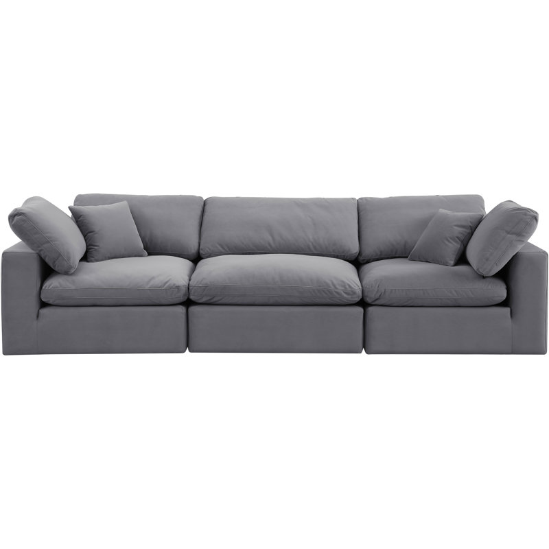 Ivoryanna 119'' Velvet Sofa, Grey Velvet