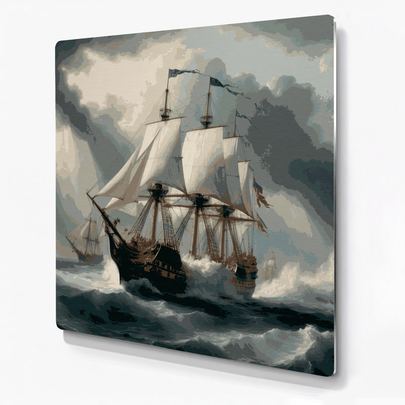 Art nautique gris, histoire nautique marine, H 16 po x l 16 po