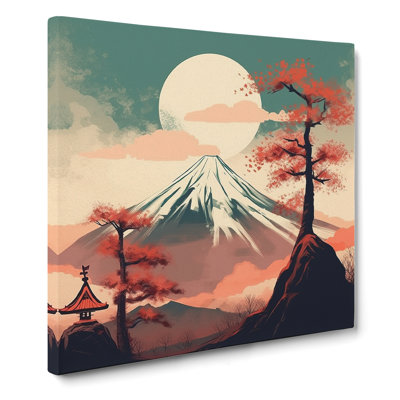 Japanese Mountains Graphic Art - Wrapped Canvas
