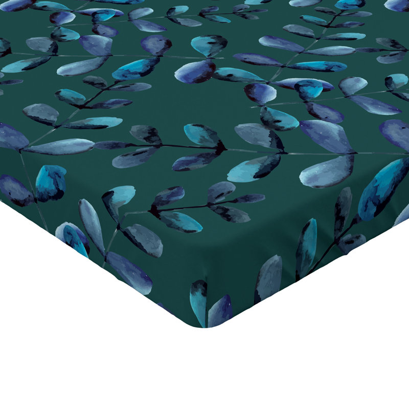 Drap-housse Ambesonne, Drap-housse de taille simple, Indigo, bleu pétrole pâle / floral