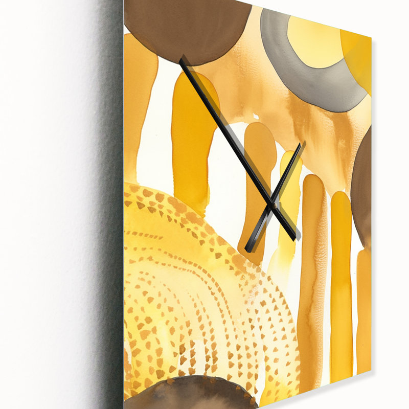 Horloge murale abstraite Mustard Yellow Dreams, Grand