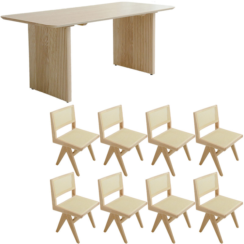 Ensemble de table de salle à manger moderne en bois massif de style nordique, H 29,5 po x L 94,4 po x l 35,4 po