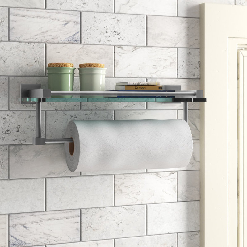 Haranu Bracket Shelf with Towel Bar, Matte Gray