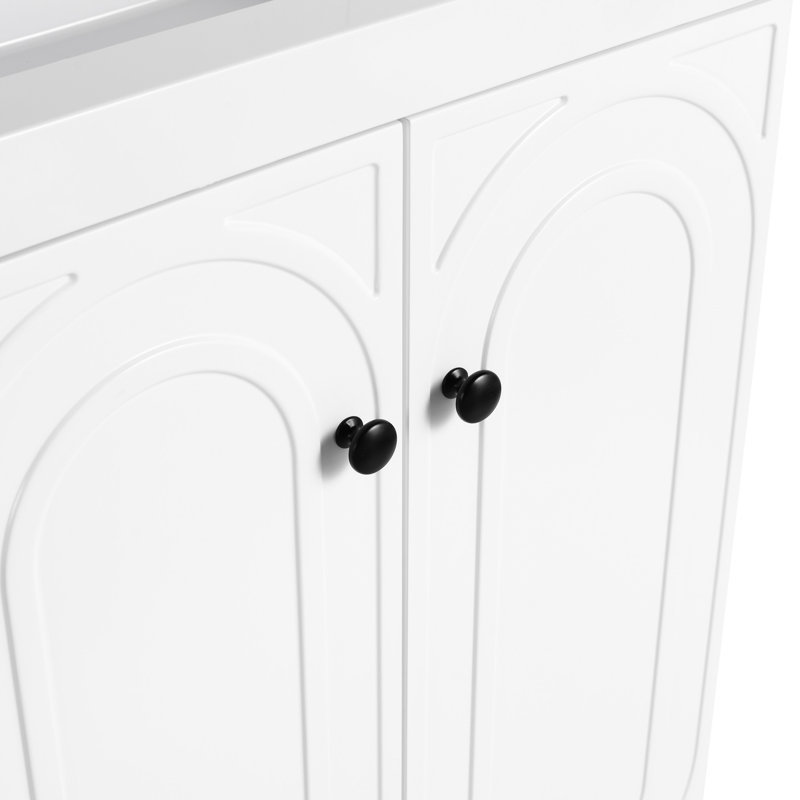 Meuble-lavabo 24 po - Contreplaqué blanc, portes à fermeture en douceur, portes de lavabo modernes, Blanc
