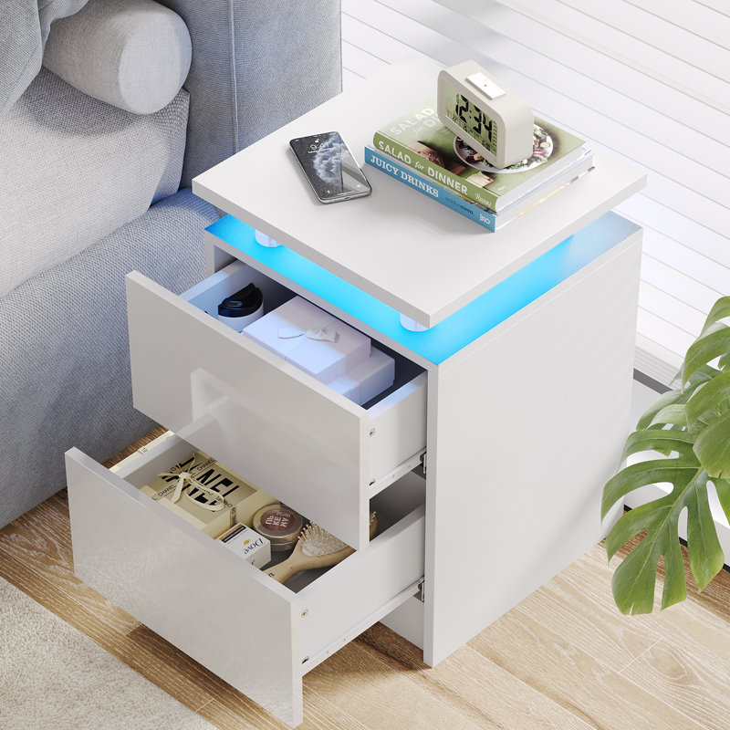 38cm W Acrylic Bedside Table, White