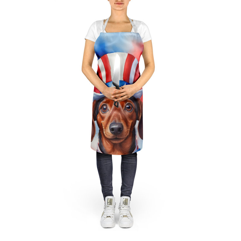 Patriotic American Apron, Brown Dachshund