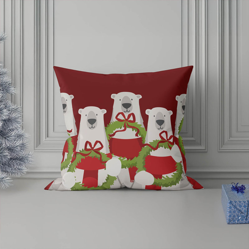 Coussin décoratif ours polaire, Rouge profond