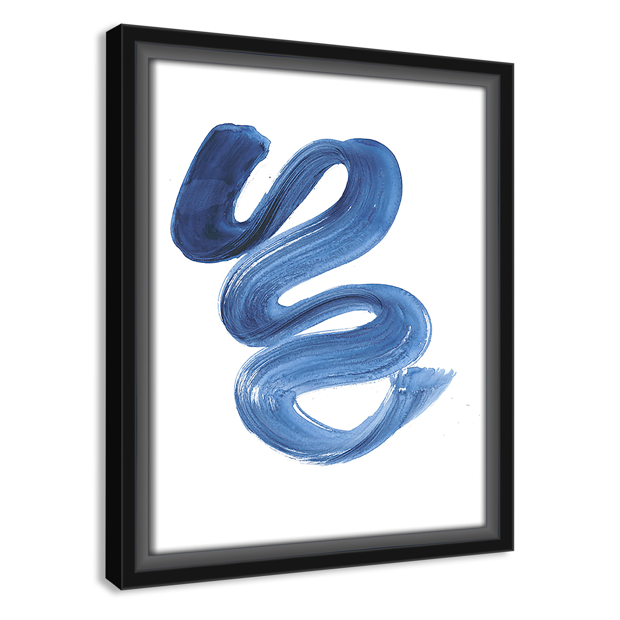 Slinky Indigo II by Filippo Ioco  - Painting Print, 11.5" H x 9.5" W x 2" D, Black Framed Canvas