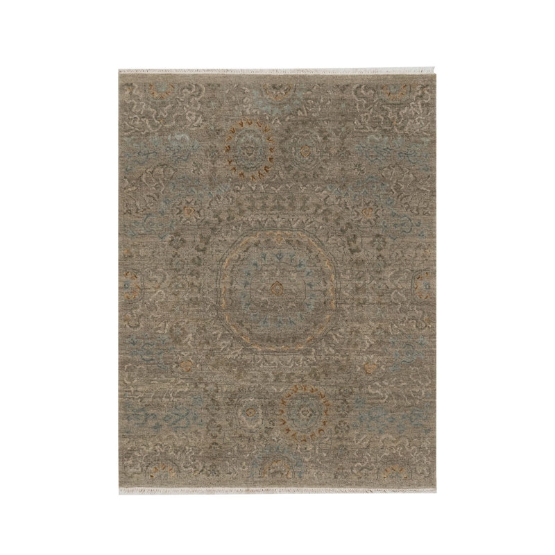 3'x4' Beaver Brown, Mamluk Design, Pure 100% Himalayan Wool, Natural Dyes, Hand Knotted, Mat, Oriental Rug