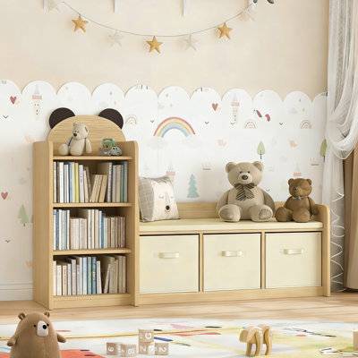 Bibliothèque pour enfants en bois avec coin lecture et rangement