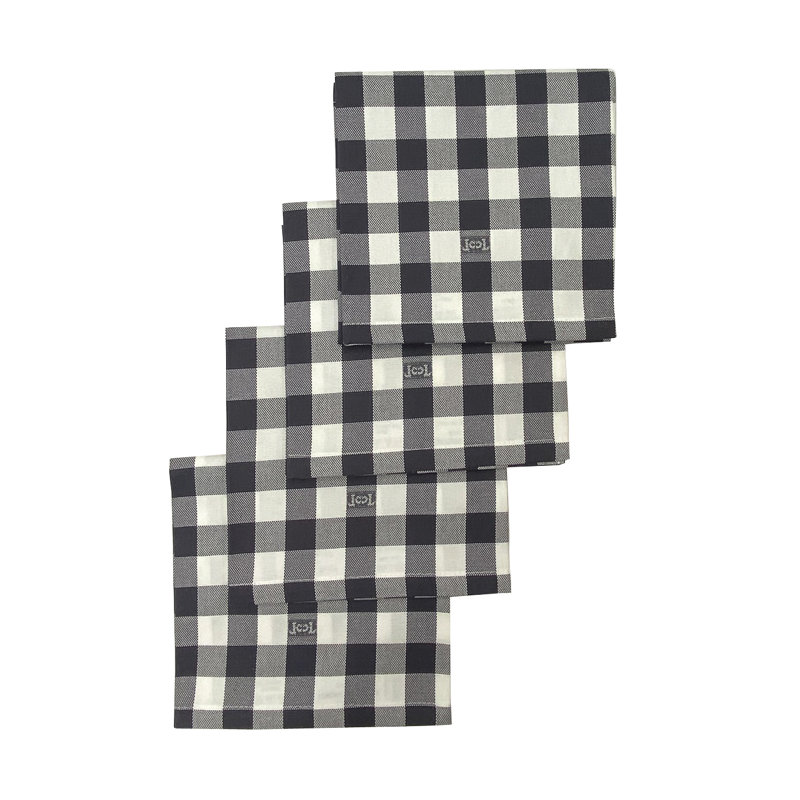 Ghisallo Cotton Buffalo Check Square Napkin, Carbon Blue
