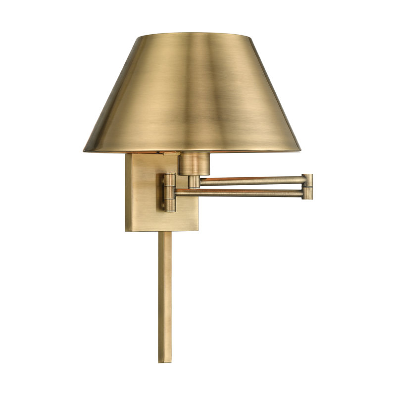 Brevan Swing Arm Sconce, Antique Brass