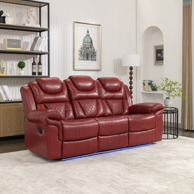 Fauteuil inclinable manuel de cinéma maison avec console centrale, bande lumineuse à DEL et plusieurs ports de charge pour plus de confort
