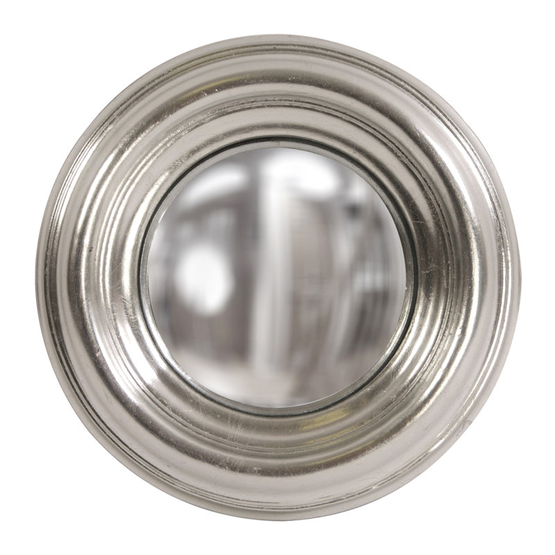 Round Metallic Silver Convex Wall Mirror