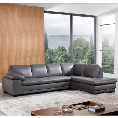126" Wide Leather Match Sofa & Chaise