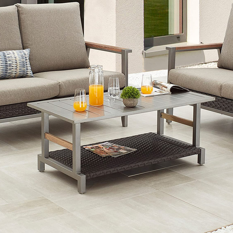 Bertolde Rectangular Metal Outdoor Coffee Table , 22'' in. W 42'' in. D