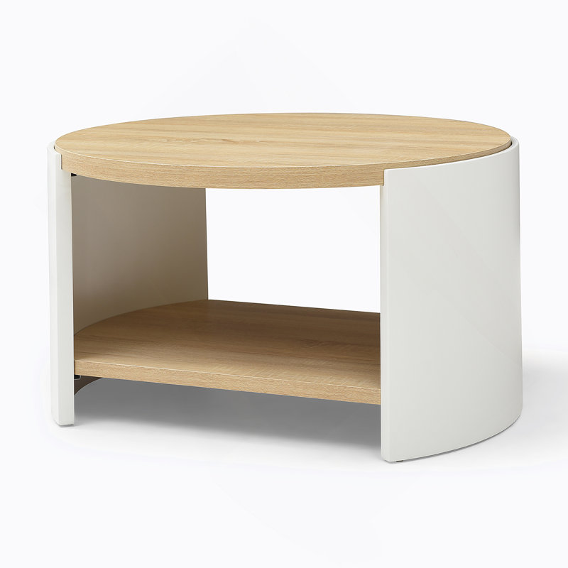 Table basse, bureau en bois rustique à 2 niveaux avec tablette de rangement