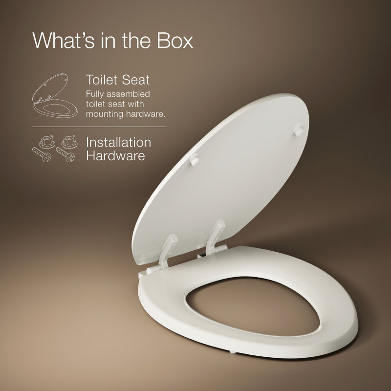 Stonewood Compression-Molded Wood Toilet Seat with Color-Matched Plastic Hinges, Biscuit, Elongated