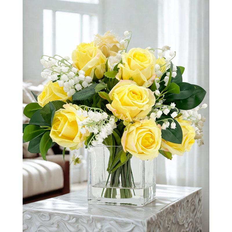 Yellow Real Touch Roses Arrangement