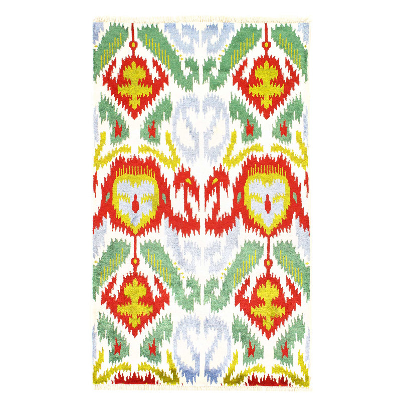 Tapis blanc en laine et en soie nouvel âge 5 pi x 2 pi 11 po Yohan
