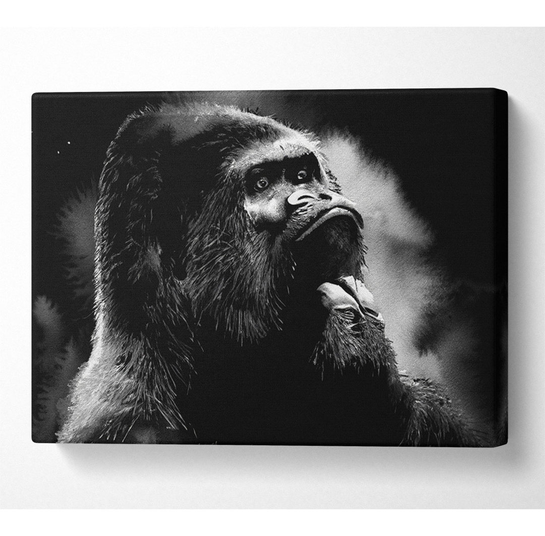 Nachdenklicher Gorilla B N W - Druck