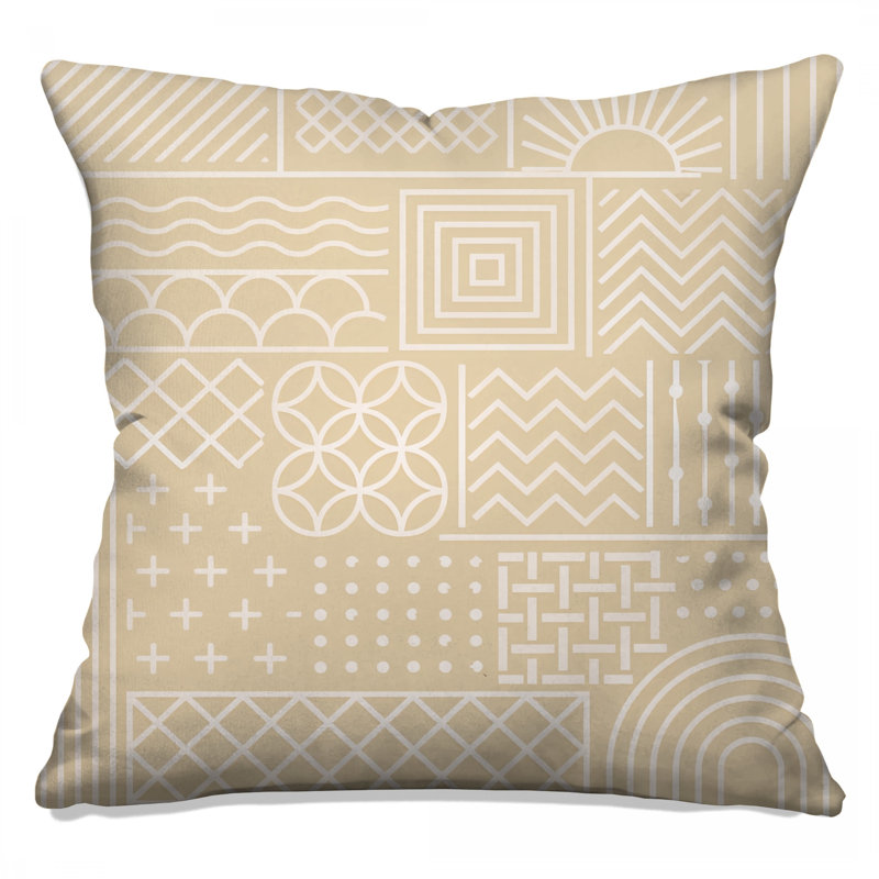 Beige Geometric Shapes Double Sided Throw Pillows, 14 x 14 inches