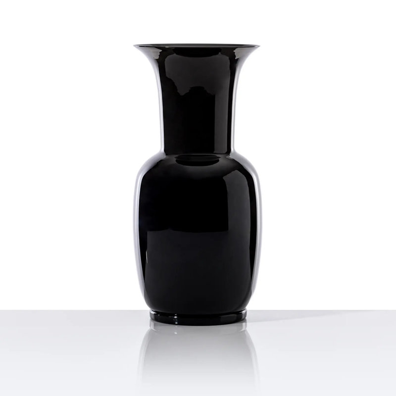 Venini Opalino Vase, 11.81" H x 5.51" W x 5.51" D, Black