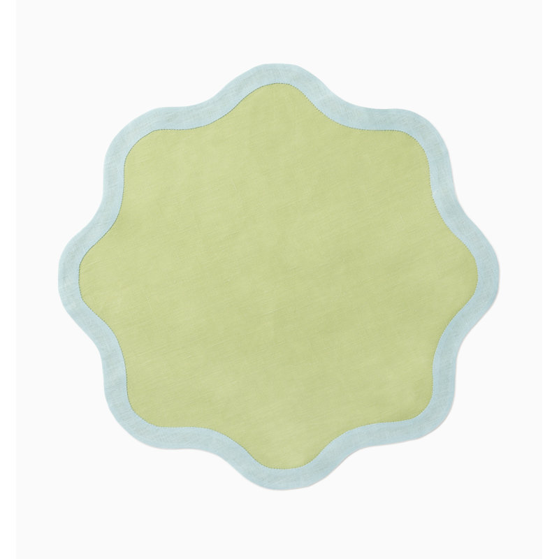 Ondulato Linen Novelty Napkins, Kiwi/Clear Water