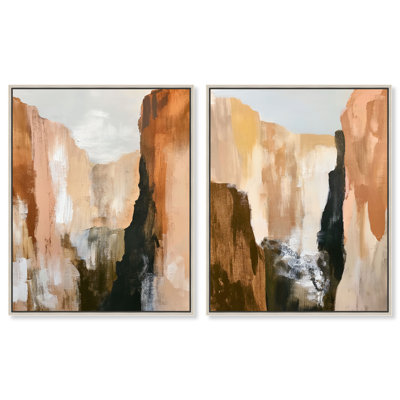 «Canyon Echoes», ensemble d'art mural sur toile encadré par Art Remedy, cadre argenté, 16 x 20
