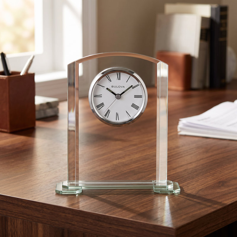 Bulova Stratus Arched Glass Tabletop Clock, B1731