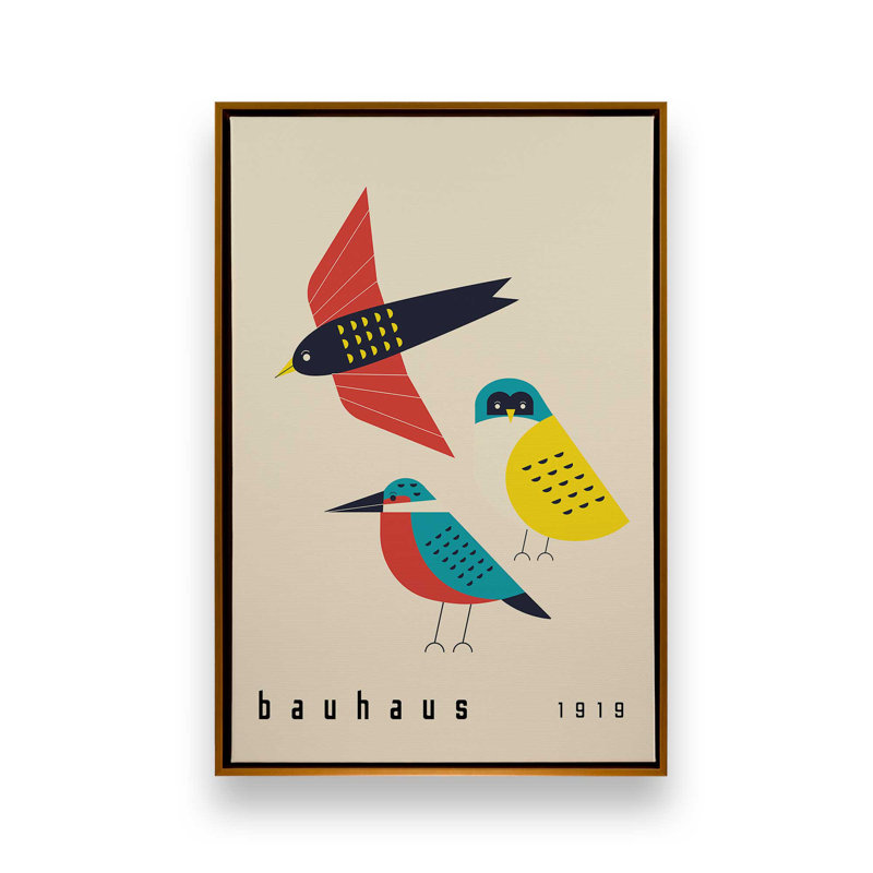 Toile roulée Bauhaus Birds of 1919, Cadre flottant or poli, H 12,75 po x l 8,75 po x P 1,75 po