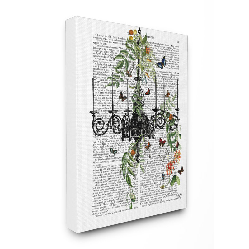 « lustre », reproduction d’impression classique avec vignes et papillons, H 20 po x l 16 po, Toile tendue