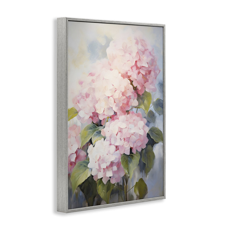 Art hortensia rose pâle encadré blanc par Petals Prints Design, Estampe numérique Farmhouse, H 30 po x l 20 po