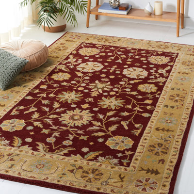 Balthrop Handmade Tufted Wool Red/Gold Area Rug