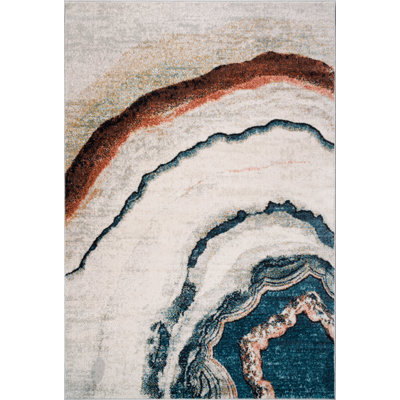 Tapis blanc / bleu / brun Amid