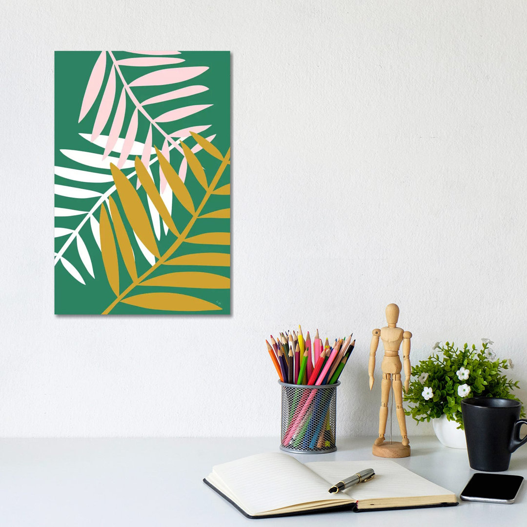 Palm Leaves by Linda Gobeta - Wrapped Canvas Graphic Art