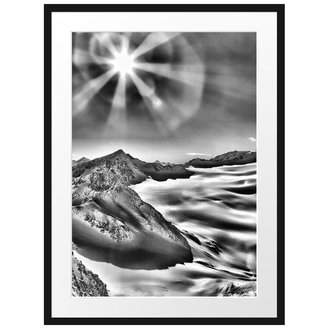 Gerahmtes Poster Winterlandschaft Schnee Sonne Wald