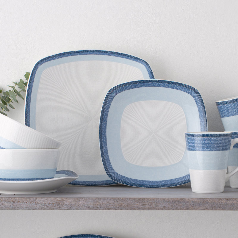 Noritake Colorscapes Layers Square Dinner Plates, 10-3/4", Sky
