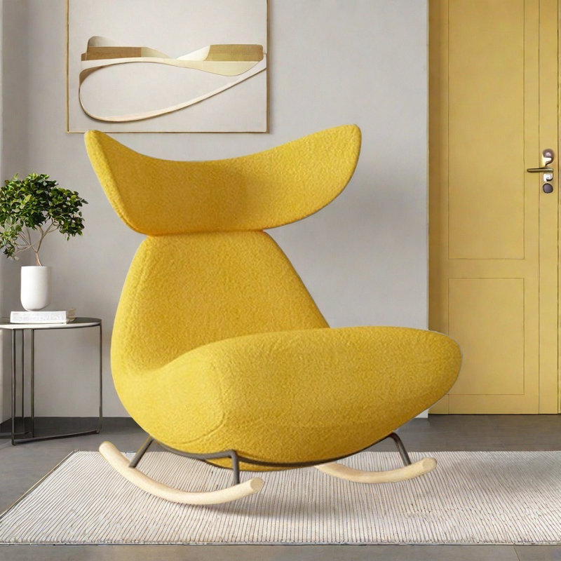 Chaise simple moderne en sherpa moderne, Sherpa jaune