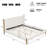 Premium King Boucle Upholstered Bed Frame with Thick Headboard & Wood Legs, White