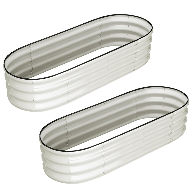 Metal Raised Garden Bed, White, 60cm H x 135cm W x 60cm D