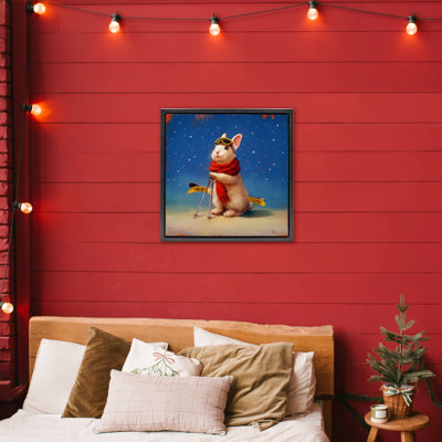 First Snow Bunny & Skis Floating Frame, design by Lucia Heffernan