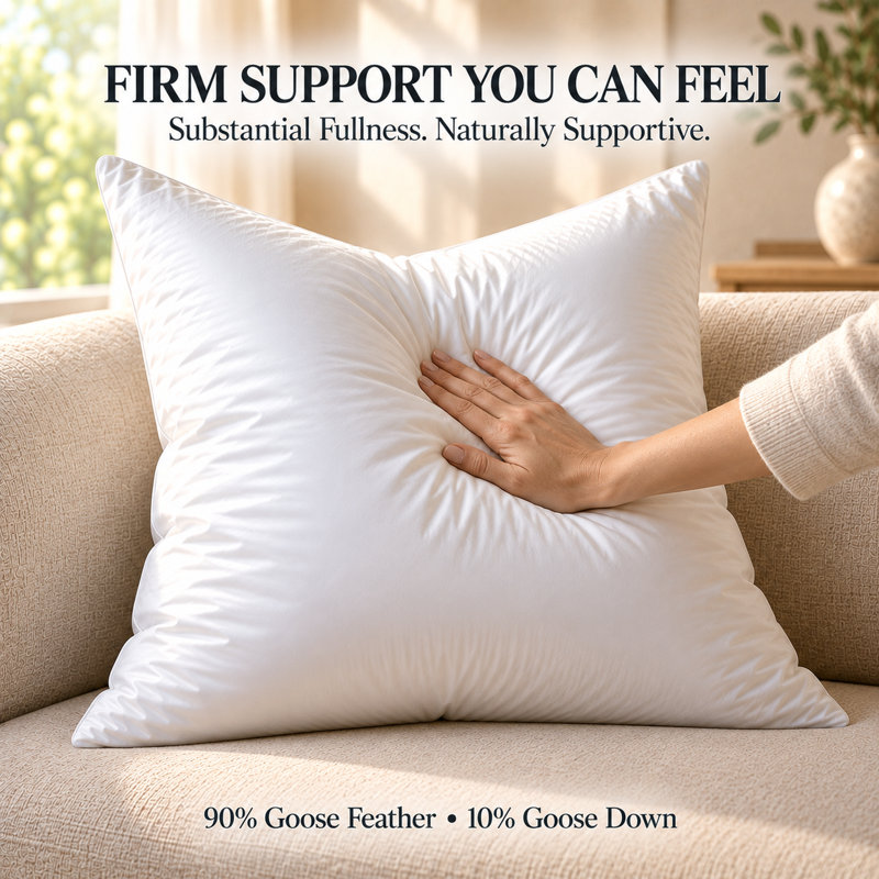 Coussin décoratif carré blanc carré - Housse 100% coton, 10% duvet 90% plumes, plusieurs tailles, 24 po x 24 po