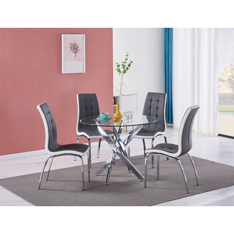 Nexus Dining Table with 4 Vienna Chairs, Grey