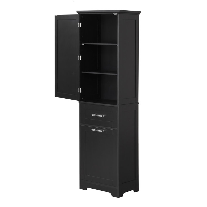 Tall Bathroom Storage Cabinet, Freestanding Storage Cabinet With Two Drawers And Adjustable Shelf, MDF Board With Painted Finish