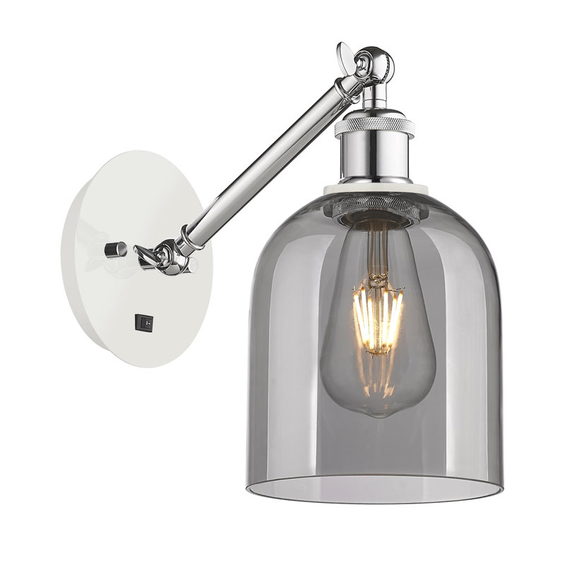Odaniel Steel Armed Sconce, Light Smoke, White/Polished Chrome