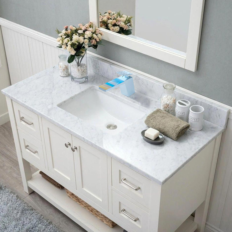 5.2"H Solid Brass Creative Single Handle Single Hole Bathroom Sink Faucet, Blue
