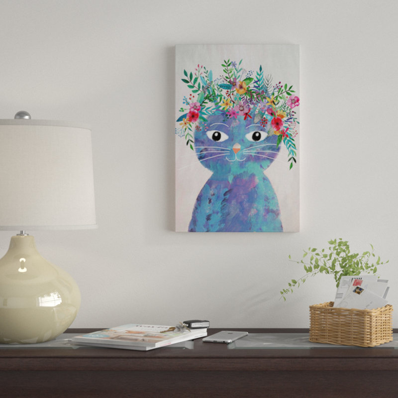 Flower Cat II - reproduction sur toile tendue, H 26 po x l 18 po x P 1,5 po, Toile tendue, Pas de tapis