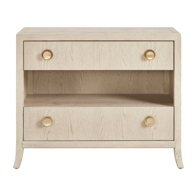 Velora 35" Wide Modern Organic Nightstand with USB and LED Light